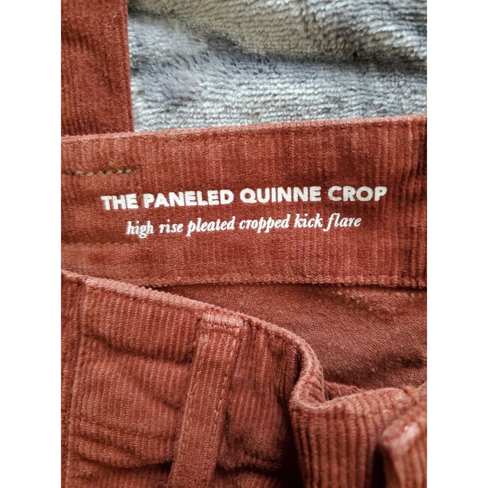 AG The Quinne High Rise Paneled Cropped Flair Jeans Size 27 Rich Crimson Raw Hem - Picture 10 of 16